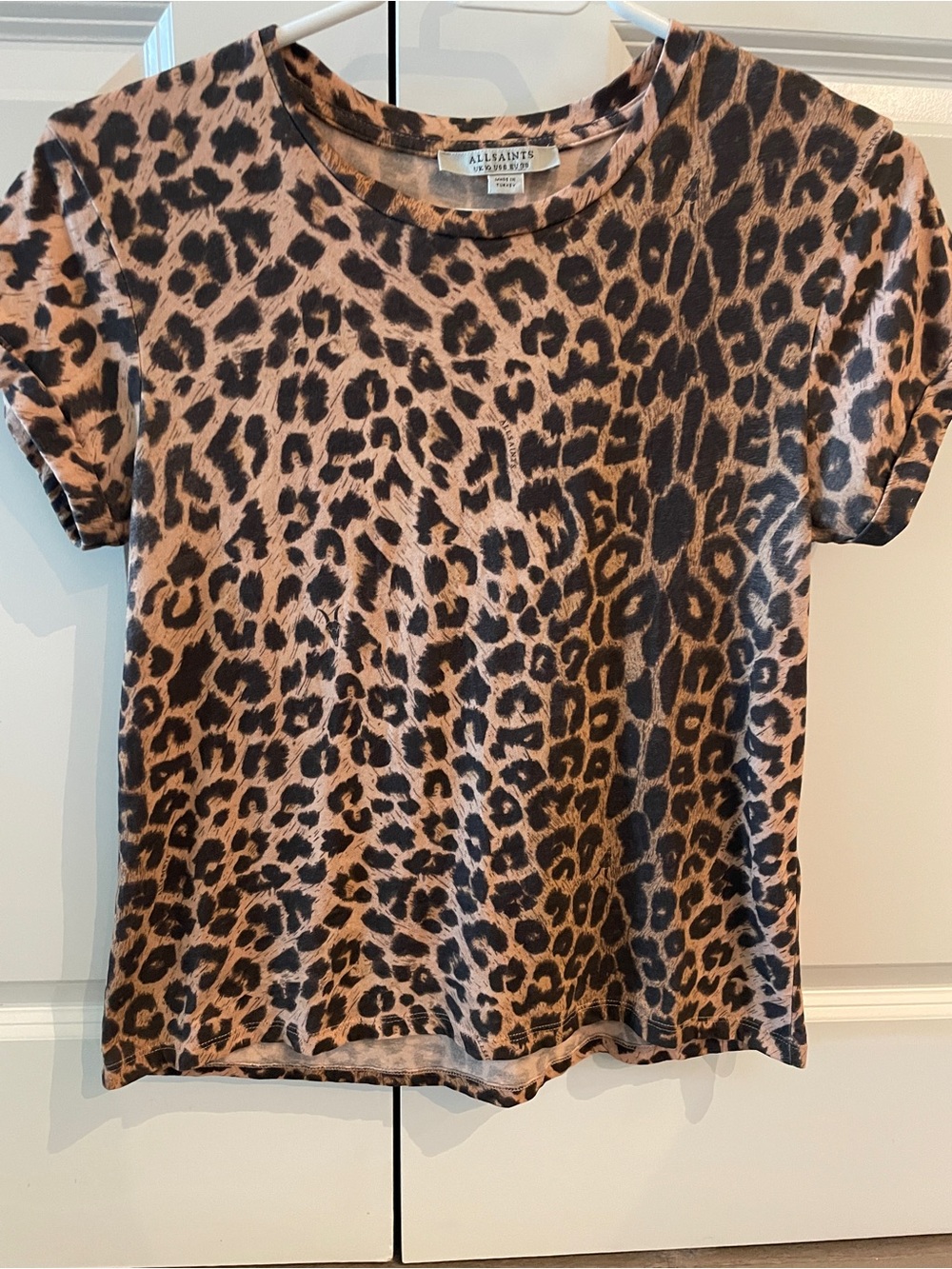 AllSaints Leopard Print Tee - Tan & Black